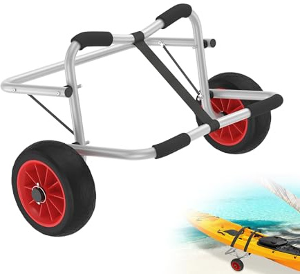 XMTECH Chariot de kayak, chariot de canoë, chariot de bateau pliable, kayak, bateau pliant, chariot de transport en aluminium pour bateaux, canoës et kayaks, chariot de surf, pliable, capacité de