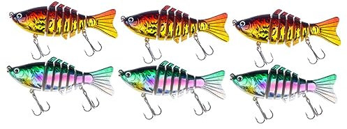 Supvox 6-Teiliges Set lebensechte Angelköder Fisch Walleye Angelköder Inhaber Angeln mit gespaltenen Ringen doppelhaken für einen Angler klemmbausteine Abschnitte Angelköder