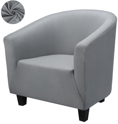 Segus Funda de Sillón Elásticas, 1 Pieza Funda Butaca 1 Plaza, Lavable y Extraíble, Protector de Sillón Club, para Bar, Club, Comedor, Sala de Estar (Gris Oscuro, Poliéster)