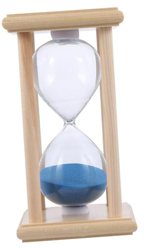 ULTECHNOVO Sablier Minuteur en Verre Cadre en Bois Bleu, Minuterie de 15 pour Bureau et Décoration Familiale, pour Exercices de Persévérance