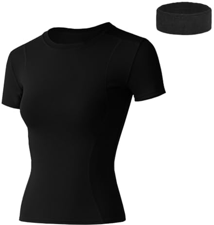 HAGOT T-Shirts de Sport Femme à Manches Courtes, T-Shirts de Course à Pied et Yoga, T Shirt Court et Extensible pour Femme, Sèche Vite Tops pour Running Fitness Pilates