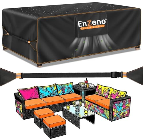 Enzeno Gartenmöbel Abdeckung Wasserdicht Abdeckplane Tisch,220x150x90cm | Schutzhülle Wetterfest Winterfest UV-beständig Winddicht Reißfest Oxford-Gewebe für Gartentisch,Gartenmöbel und Loungemöbel