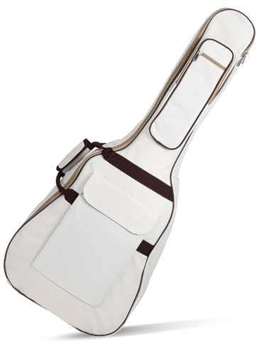 BESPORTBLE Gitarrentasche für 40/41 Zoll Akustikgitarre Wasserabweisendes Oxford Gewebe mit Baumwollpolsterung Beige Große Instrumententasche mit Stauraum für Zubehör