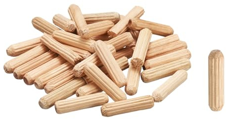 sourcing map 60Pcs Wooden Dowel Pins, M5 x 20mm Straight Dowel Rods Wood Fluted Dowels Rods for Crafts Furniture DIY Hardwood