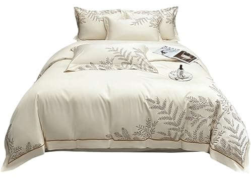 Conjunto de sábanas de Bordado de Bordado TFBHL Bordado de Bordado de Cuatro Piezas Piel de algodón de algodón de Cuatro Piezas Conjunto de Cubierta década (Color:, tamaño: Cama de 1.5/1.8m)