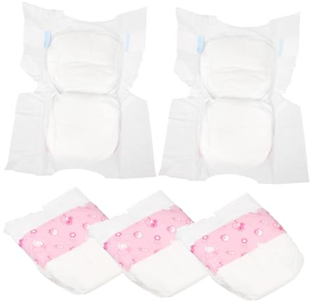 NAMOARLY Pañales para Muñecas de Juguete de Papel Diseño Miniatura, 5 Piezas para Juego de Simulación y Accesorios para Muñecas Ajuste Suave y Cómodo