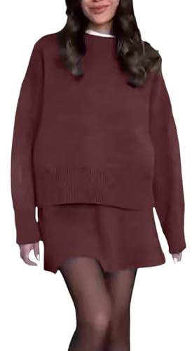 Damen Strick-Set aus Pullover und Rock - Zweiteiliges Loungewear-Outfit | Elegantes Co-ord-Set für einen abgestimmten Look