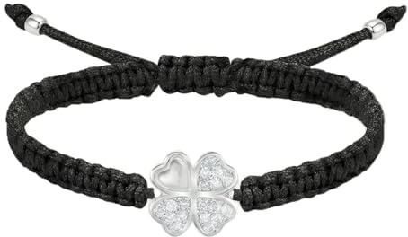 Miss Lovie Kleeblatt Armband Glücksarmband Damen Sterling Silber 925 Handgemachter Glücksbringer Größenverstellbar inkl. Geschenkverpackung