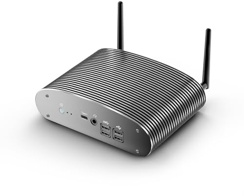 Industrieller lüfterloser Mini PC i5 1235U (10C/12T bis zu 4,4 GHz) 16GB RAM 512GB SSD, 100% geräuschloser Typ-C Mini Computer mit Wi-Fi 5/BT 5/2x 2,5G NIC/4 Display/Büro, Arbeit rund um die Uhr