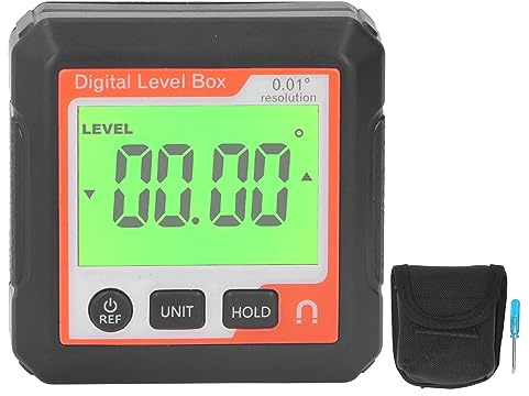 Scatola per livella digitale, goniometro digitale ad alta precisione con base magnetica, goniometro digitale di precisione 0,01° per falegnameria, costruzioni, riparazioni auto e (Arancione Bianco)