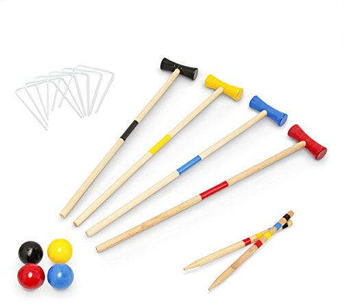 Revera Hi Gioco del Croquet 18 pz per 4 Giocatori in Legno