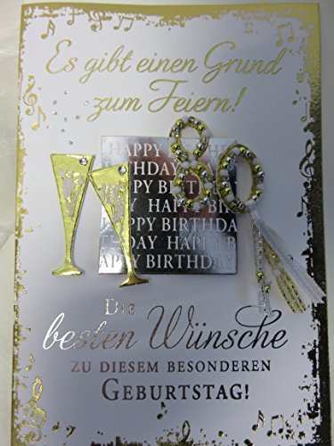 Depesche 3003.011 Glückwunsch-Karte zum 80. Geburtstag, elegante Geburtstagskarte mit passendem Spruch, ohne Innentext, inkl. Umschlag, 17,5 x 12,5 cm