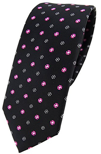 TigerTie estrecho Corbata - negro plata rosa lunares