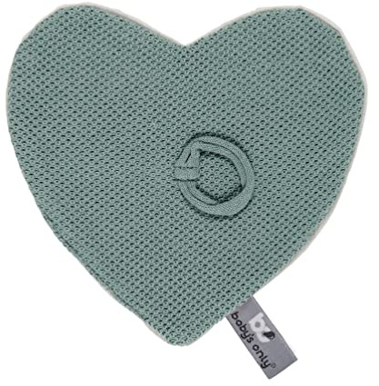 Baby's Only - Schnullertuch - Herzförmige Nuckeltuch aus Baumwolle mit Teddystoff - 20x20 cm - für Jungen und Mädchen - Steingrün