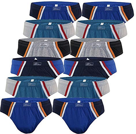 BestSale247 3-pack, 6-pack, 12-pack herrtrosor, kalsonger, finribbad trosa, underkläder av 100 % bomull, Förpackning med 12 570, L