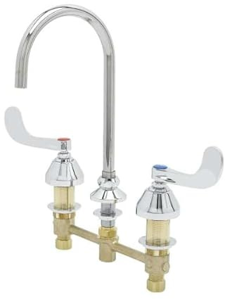 Concealed Widespread Faucet, 8 Centers, 133XP-F15 Swivel Gooseneck, 1.5 GPM Flow Control