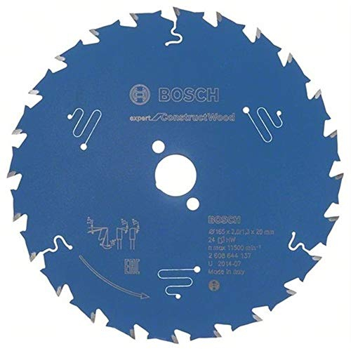Bosch Professional 1x Kreissägeblatt Expert for Construct Wood (Holz, Sägeblatt Ø 165 x 20 mm, 24 Zähne, Zubehör Kreissäge)