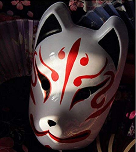 ANNIUP Masque de renard japonais pour Halloween, cosplay, bal masqué, masque complet peint à la main