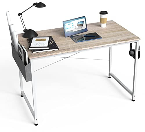 HOMIDEC Writing Computer Desk, Office Work Desk for student and worker, Laptop Table with Storage Bag and Headphone Hook,Modern Simple Style Desks for Bedroom, Home, Office(80x50x75cm)