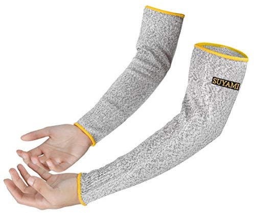 SUYAMI Arm Protection Sleeves, Cut Resistant Sleeves Level 5 Protection, Slash Resistant Anti Abrasion Safety Arm Guards (B-without thumb hole, one size)