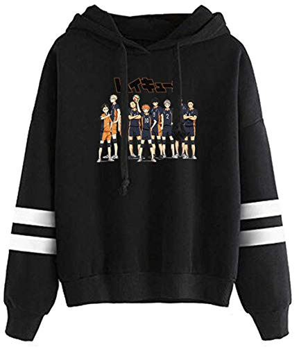YIMIAO Damen Herren Volleyball Junior Hoodie Karasuno High School Volleyball Sweatshirt Haikyuu Loose Hooded Pullover Cosplay Anime Sportswear Coat Stylish Kapuzenpullover(M)