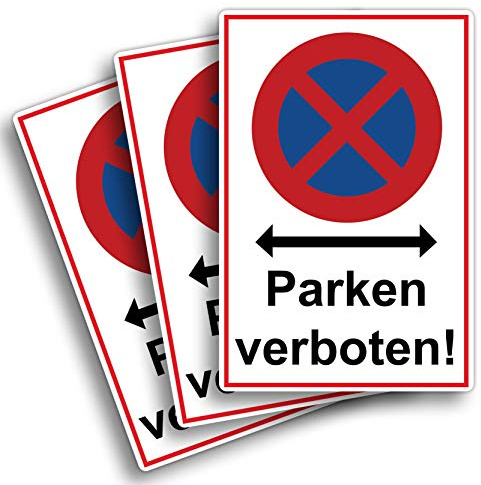 STROBO 3 Stück Absolutes Halteverbot Parken verboten! Hinweisschild | Stabile 3mm Hartschaumplatte als 30x20cm Schild mit UV-Schutz für den Außenbereich