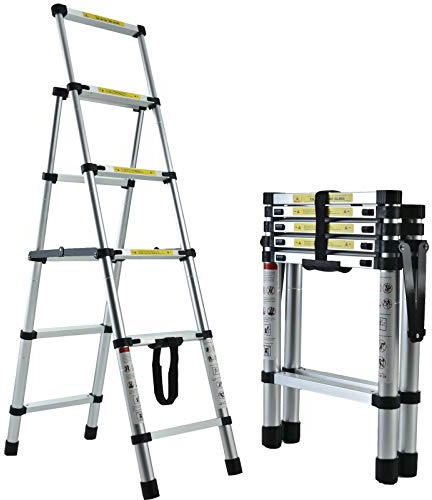 Aluminum A-Frame 2 Ways Combination Ladder - Lightweight, 150KG Capacity, Telescopic Extension for Home, Kitchen, Office