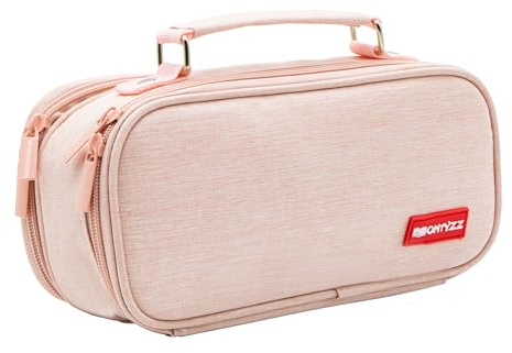 ONTYZZ Federmäppchen Teenager Große Kapazität Federtaschen 2 Fach Mäppchen Mädchen Jungen Canvas Federtasche für Schule Arbeit Kosmetische AufbewahrungTasche Rosa