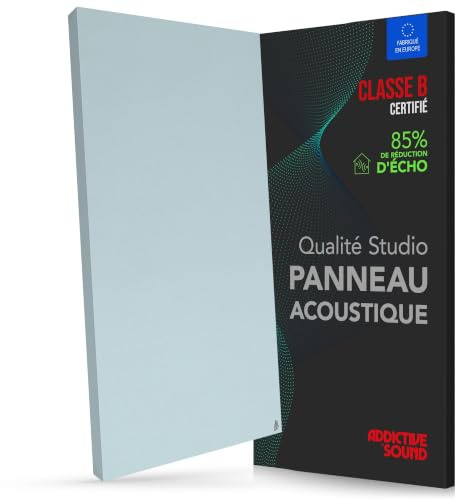 Addictive Sound Panneau Acoustique Mural Premium 100x50x6 cm, Bleu clair | Classe B · laine Isover · kit mur/plafond inclus