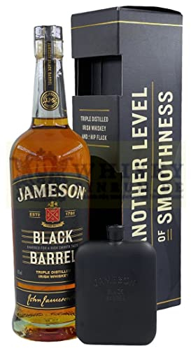 Jameson Black Barrel Blended Irish Whiskey Flask Gift Set, 70cl