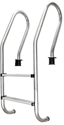 SGSG Pasamanos de Piscina de 2 escalones, Escalera de Piscina de Acero Inoxidable 304 para Piscina de 0,8-1 m de Profundidad, Capacidad de Carga de 250 Libras/Plata/1,2 mm (Plata 1,2 mm)