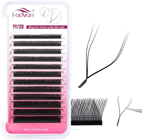 Extensiones de Pestañas YY 0.07D Curl Mixed 8-14mm Forma de Y Extensiones de Pestañas Volumen Ruso 2D Prefabricados Tejidas a Man Premade Fan FADVAN | Extensiones Pestañas Pelo a Pelo Profesional y Principiante,Premade Fan