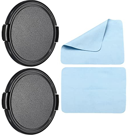 PATIKIL 2Pack Kamera Linse Kappe Seiten Quetsch Vordere 67mm Gewinde | Leinendecke mit Mikrofaser Reinigungstuch für Universell DSLR Leinen