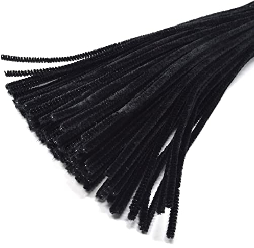 Wambere Pfeifenreiniger, Chenilledraht Bunte Pfeifenputzer,für Kinder zum Basteln und Dekorieren für DIY Handwerk Dekorationen,Pipe Cleaner für DIY Projekte, 6mm*30cm ca.200 Stück,Schwarz A