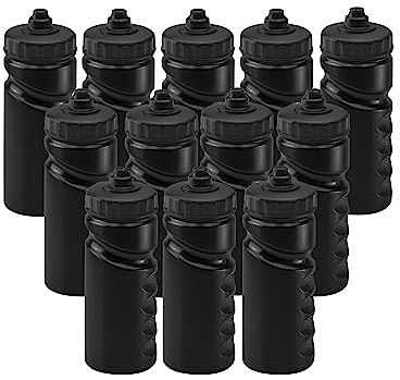 Foxberry 500ml Reusable Water Bottles - 12 Pack - Spill Proof Lid - BPA Free - For Children School Nursery Clubs Sports and Cycling (All Black)