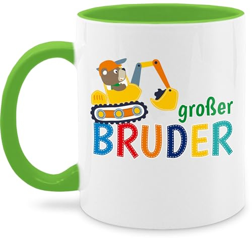 Tasse Tassen 325ml - Großer Bruder Bagger I Großer Bruder Geschenk Grosser Bruder - 325 ml - Hellgrün - tasse+großer+bruder big brother bro kindertasse fuer den grossen große brüder