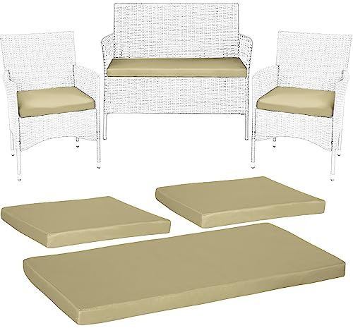 KISAA Living Outdoor Garden Rattan Cushions | 3-Piece Set for Rattan Patio Furniture | Comfy Seat Pads with Removable Cover | Water-Repellent, Durable, and Lightweight (Sand)