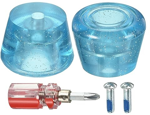 M METERXITY Roller Skate Stopper - Rubber Brake Block Toe Stops, Adjustable with Screwdriver, Apply to Roller Skate (1.46 Inch 1.85 Inch Dia, Clear Blue)