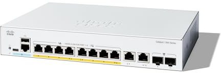 Cisco Commutateur administrable Cisco Catalyst 1300-8P-E-2G, 8 Ports GE, PoE, alim. Externe, Ports combinés 2x1GE, Garantie limitée à Vie (C1300-8P-E-2G)