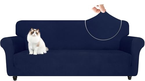 YSTELLAA Stretchigt Sofföverdrag Med Armstöd 3-Sits, Elastiskt Soffskydd Universell, Pet Soff Cover Töjbart Överdrag, Modernt Soffskydd Jacquard, Avtagbar Halkfri Fåtöljöverdrag, Marinblå