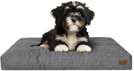 PillowPrim Hundebett, rechteckige Form, Haustiermatratze, Katzenbett, Hundekissen, Korb, Hundesofa, Liegeplatz, Gesteppt, Kissen, für kleine Hunde, Anthrazite