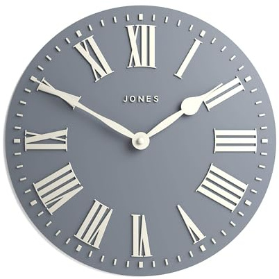 JONES CLOCKS® Strand wall clock | Modern convex clock | 30cm | Pale blue | Roman numerals| Ideal for the kitchen, living room, office or bedroom