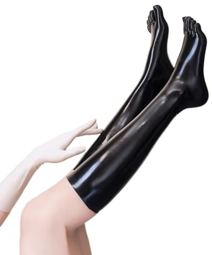 Kangxinsheng Schwarze Latex Strümpfe,Latex-Zehensocken für Kleidung-M