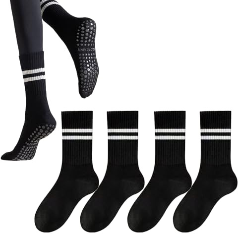 PUOKOTUL Chaussettes Antidérapante pour Femmes Chaussettes pour Pilates Yoga,2 Paires Chaussettes Antidérapantes pour Pilates, Yoga, Ballet, Sport,Danse,Taille 37-43