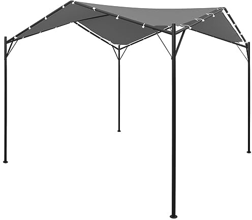 ShCuShan Gazebo 4x4 m Antracite,Gazebo Pergola Con Telo Impermeabile Richiudibile E Struttura Rettangolare In Acciaio Inossidabile Ad Alta Densità, Per Arredo Giardino, Terrazzo e Attività Commerciale