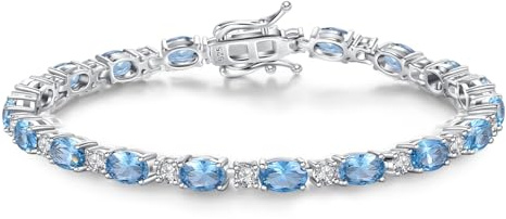 FANCIME Tennis Armband Damen 925 Sterling Silber | Geburtsstein Geschenk, Schmuck für Damen Mädchen, Länge 19 cm