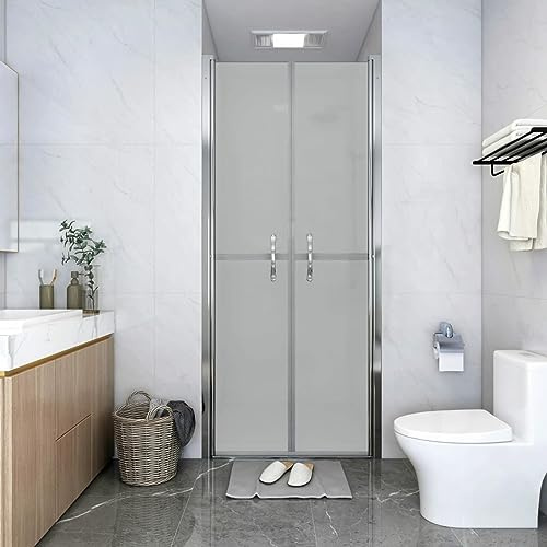 NITCA Porta per Doccia in ESG Satinato,Porta Scorrevole in Vetro Temperato Trasparente di Spessore,Porta Box Doccia per Nicchia Doppie Ante Battenti Saloon, Argento 101 x 190 cm