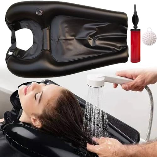 Oreiller De Shampoing Gonflable,Lavabo Portable Pour Cheveux,Lavabos Gonflables,Bac Lave-Cheveux Pour Lit Avec Pompe et Brosse à Shampoing Pour Personnes âgées Enfants Femmes Enceintes