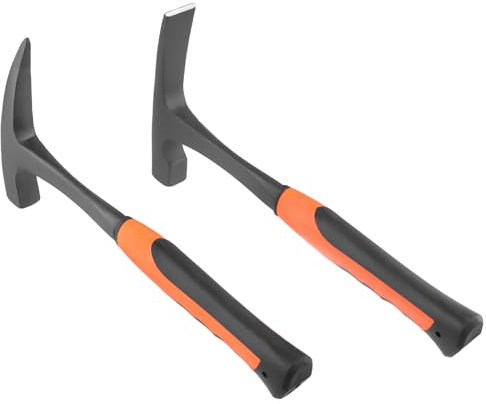 FUNSUEI 2 PCS Small Rock Pick Set, All Steel Rock Pick with Flat and Pointed Head, Non-skid Handle, 28oz, 30oz