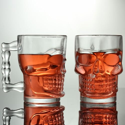 YouXiaor Teschio di Birra in Vetro con Manico,Bicchieri da Birra da 500 ml in Vetro,Tazza di Succo per Bar KTV Boccale di Birra in Vetro di Personalità Creativa